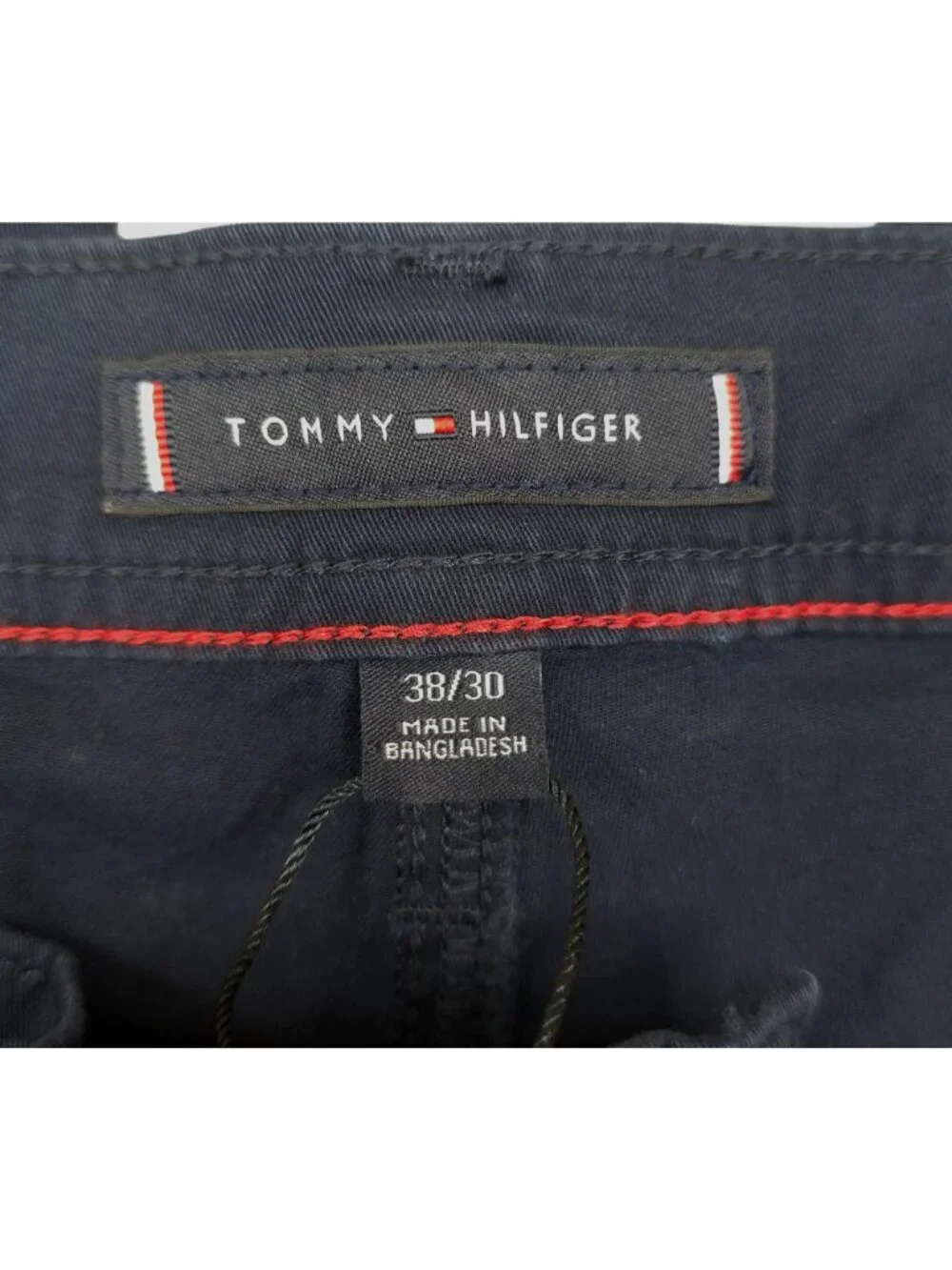 Tommy Hilfiger TH Flex Navy Mens Straight Fit Pants 38W 30L Cotton Blend
